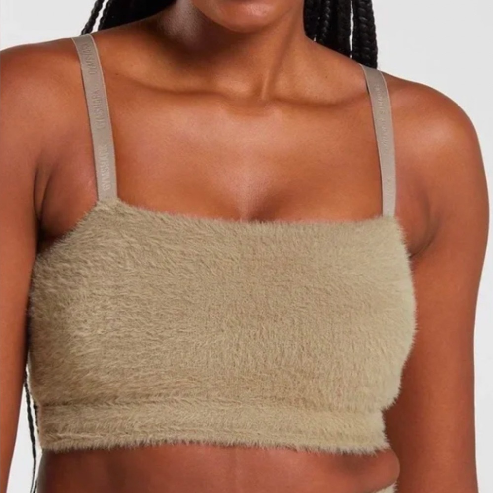 Gymshark Whitney Simmons eyelash knit top in Tan size small